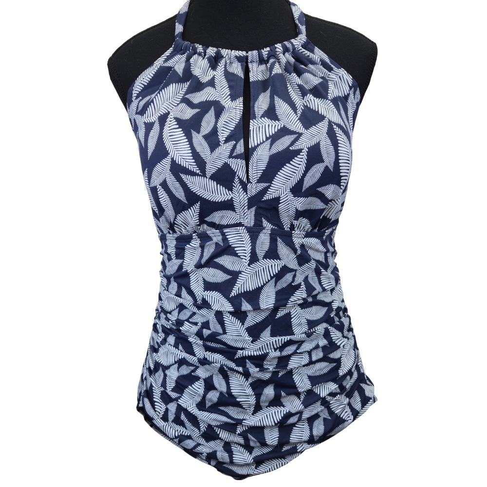 NWT Dreamsuit by Miracle Brands Womens 16W One Piece Swimsuit Slate Leaf Beach